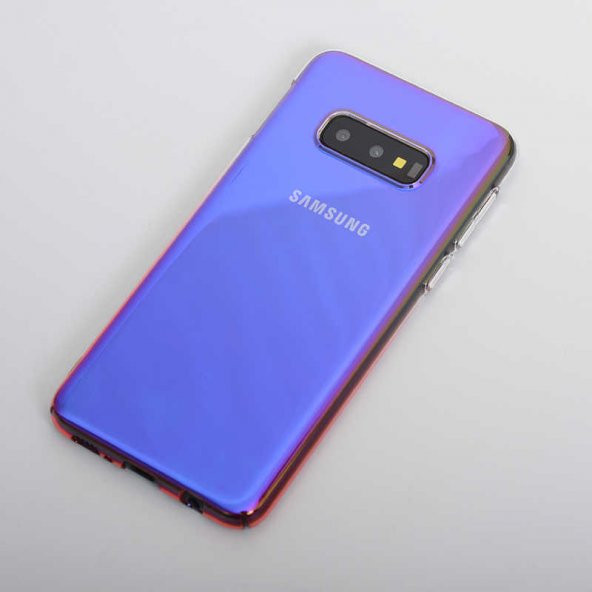Samsung Galaxy S10E Kılıf Renkli Transparan Kapak - Pembe