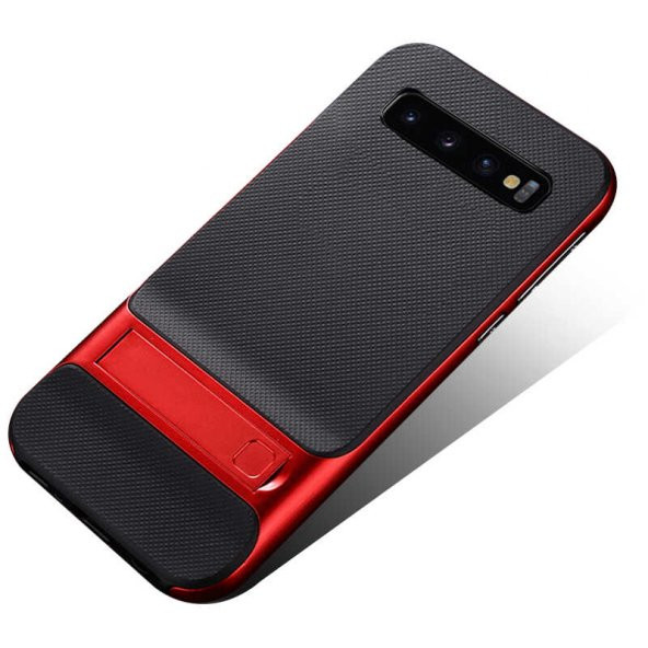 Samsung Galaxy S10E Kılıf Standlı Verus Kapak - Kırmızı