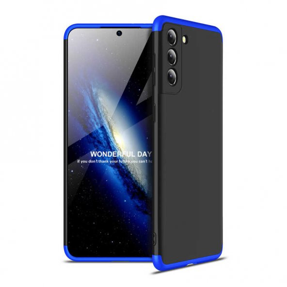 Samsung Galaxy S21 Plus Kılıf Ays Kapak - Siyah-Mavi