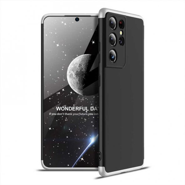 Samsung Galaxy S21 Ultra Kılıf Ays Kapak - Siyah-Gri