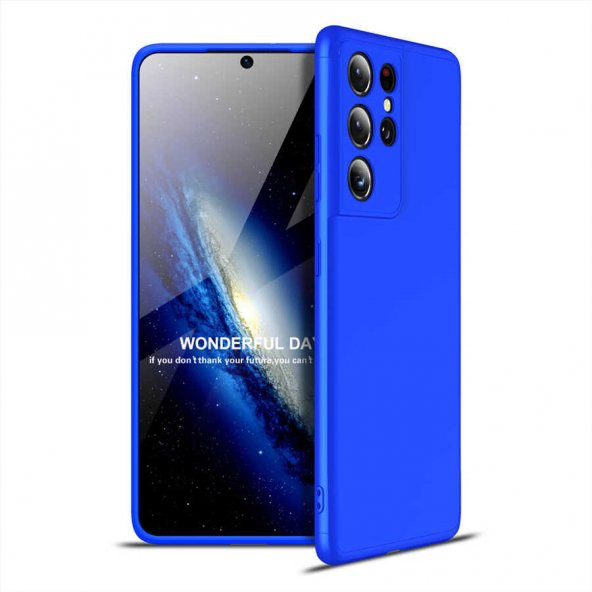 Samsung Galaxy S21 Ultra Kılıf Ays Kapak - Mavi