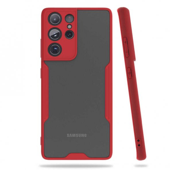 Samsung Galaxy S21 Ultra Kılıf Parfe Kapak - Kırmızı