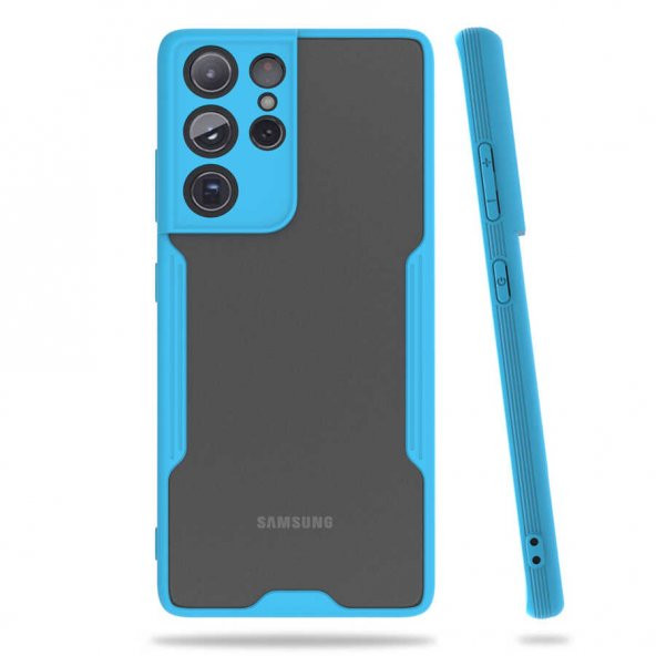 Samsung Galaxy S21 Ultra Kılıf Parfe Kapak - Mavi