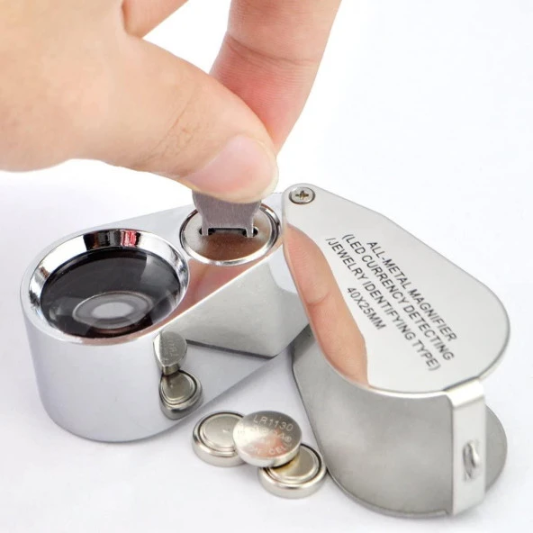 Generic 40X 25mm All Metal Magnifier Jeweller LED UV Lens Jewelery Loupe Magnifier - 5