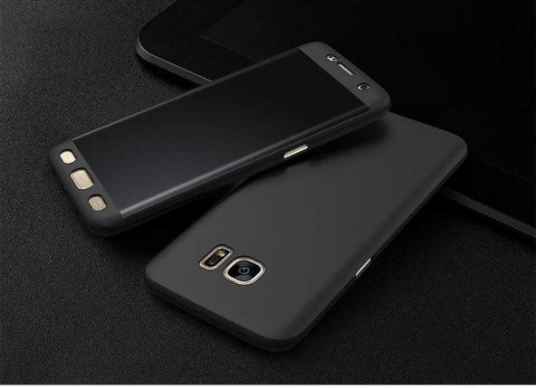 Samsung Galaxy S8 Kılıf 360 3 Parçalı Rubber Kapak - Siyah