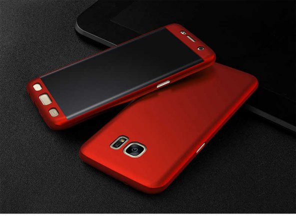 Samsung Galaxy S8 Kılıf 360 3 Parçalı Rubber Kapak - Kırmızı