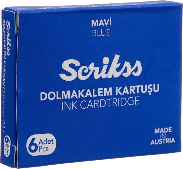 Scrikss Dolma Kalem Kartuşu Mavi 6'lı Paket