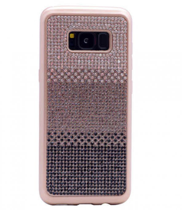 Samsung Galaxy S8 Kılıf Mat Lazer Taşlı Silikon - Siyah