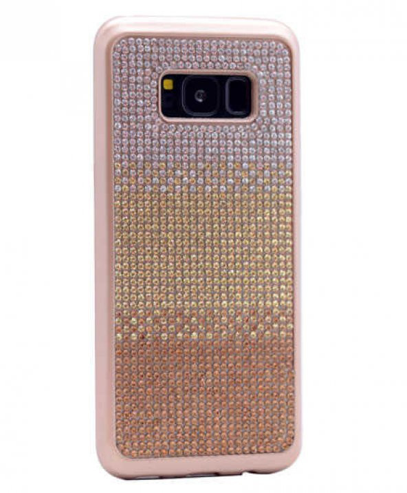 Samsung Galaxy S8 Kılıf Mat Lazer Taşlı Silikon - Sarı
