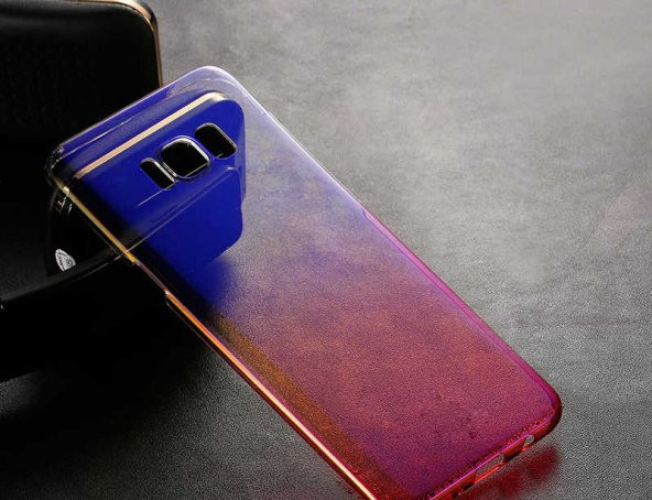 Samsung Galaxy S8 Kılıf Renkli Transparan Kapak - Pembe
