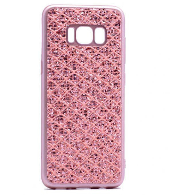 Samsung Galaxy S8 Kılıf Simli Halat Silikon - Rose Gold