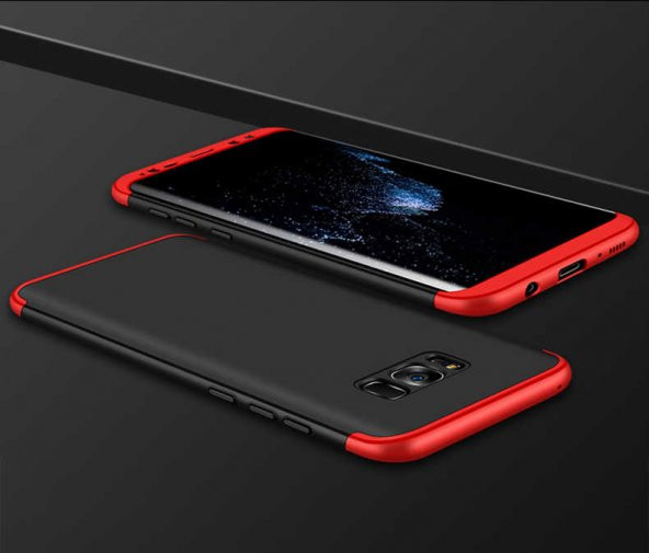 Samsung Galaxy S8 Plus Kılıf Ays Kapak - Siyah-Kırmızı