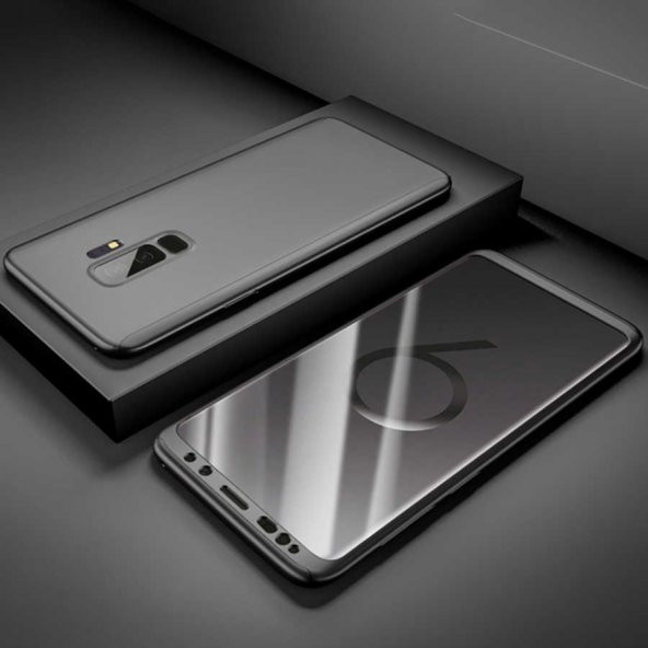 Samsung Galaxy S9 Kılıf 360 3 Parçalı Rubber Kapak - Siyah