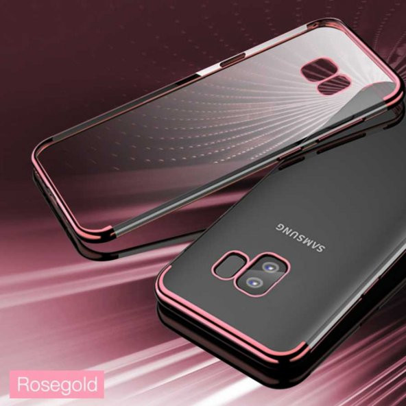 Samsung Galaxy S9 Kılıf Dört Köşeli Lazer Silikon Kapak - Rose Gold