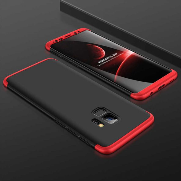 Samsung Galaxy S9 Kılıf Ays Kapak - Siyah-Kırmızı