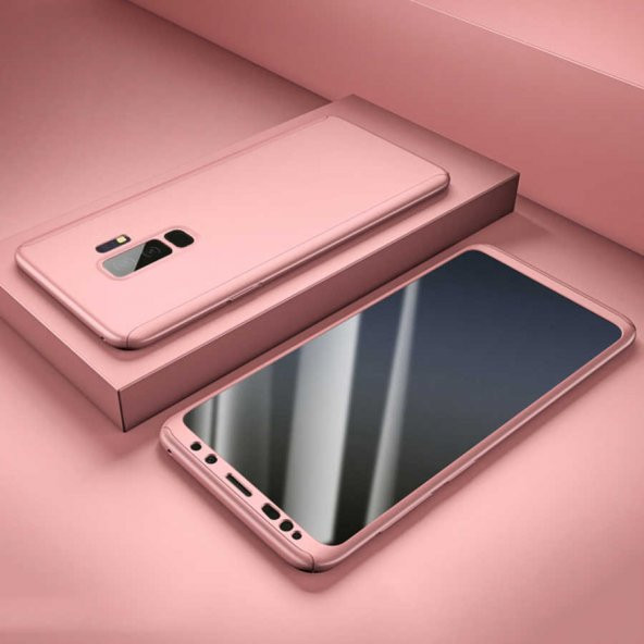 Samsung Galaxy S9 Plus Kılıf 360 3 Parçalı Rubber Kapak - Rose Gold