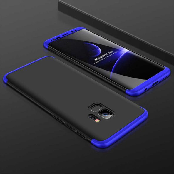 Samsung Galaxy S9 Plus Kılıf Ays Kapak - Siyah-Mavi