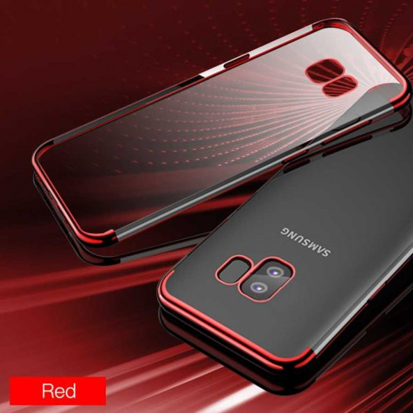 Samsung Galaxy S9 Plus Kılıf Dört Köşeli Lazer Silikon Kapak - Kırmızı
