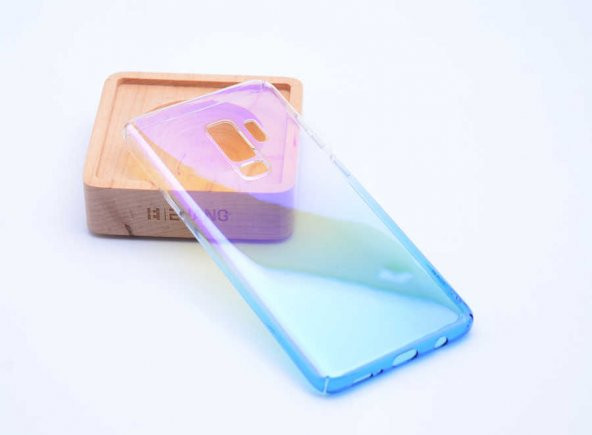 Samsung Galaxy S9 Plus Kılıf Renkli Transparan Kapak - Mavi