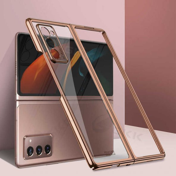 Samsung Galaxy Z Fold 2 Kılıf Kıpta Kapak - Rose Gold