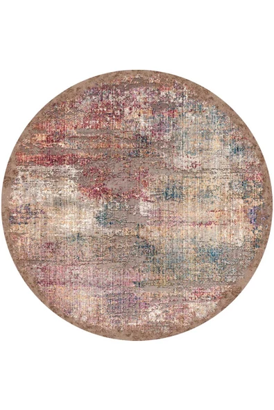 Frenda Home Venüs Modern Kaymaz Deri Taban Yıkanabilir Yuvarlak Halı  KAHVE 120X120