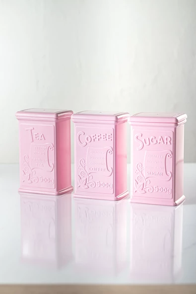 Akrilik Soft Pembe Şeker Kahve Çay Kavanozu 500 Ml (Vakum Kapak ) - 3