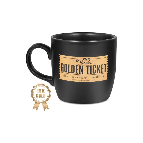 Mabbels Kupa Willy Wonka Golden Ticket Siyah Mug Kupa Bardağı