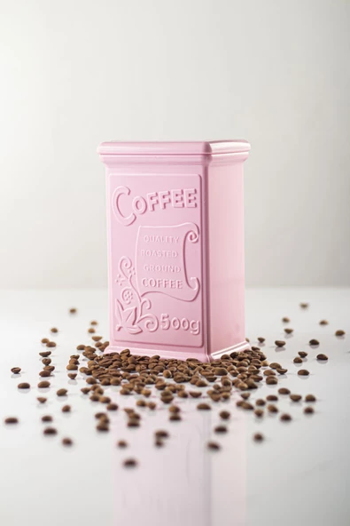 Akrilik Soft Pembe Şeker Kahve Çay Kavanozu 500 Ml (Vakum Kapak ) - 5