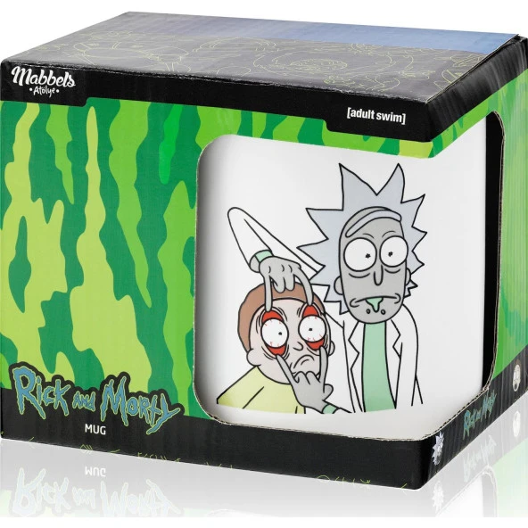 Mabbels Kupa Rick And Morty Mug Dış Beyaz İç Mavi Mug Kupa Bardağı - 3
