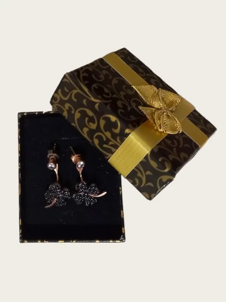 Yonca Gümüş Küpe - Siyah Renk - Tek Ebat - 2