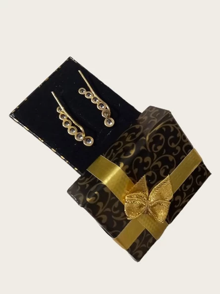 Taşlı Gümüş Küpe - Sarı Renk - Tek Ebat - 3