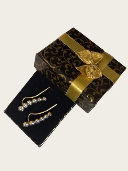 Taşlı Gümüş Küpe - Sarı Renk - Tek Ebat - 2