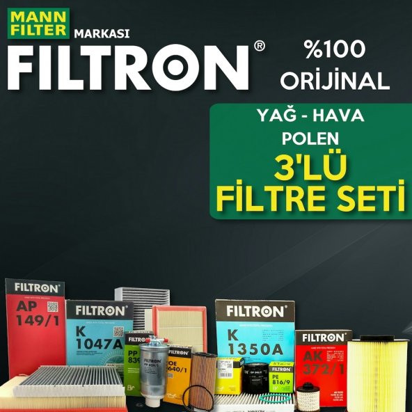 Fiat Egea 1.3 Euro5 Filtron Filtre Bakım Seti 2016-2020 3Lü 553225099
