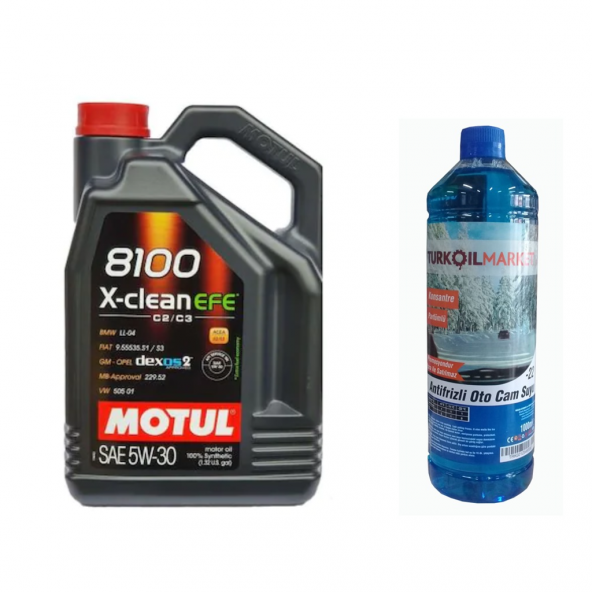 Motul 8100 X-Clean Efe C2/C3 SAE 5W-30 Tam Sentetik Motor Yağı 5 L '' Cam Suyu 1 L