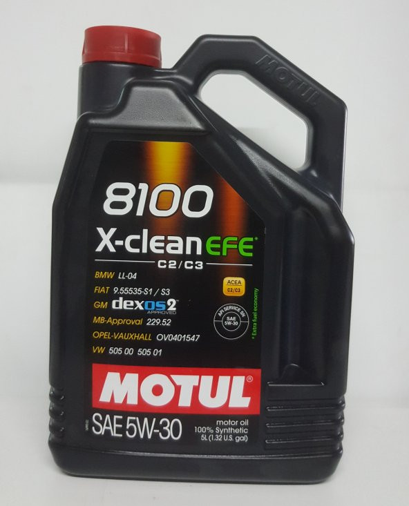 Motul 8100 X-Clean Efe C2/C3 SAE 5W-30 Tam Sentetik Motor Yağı 5 L