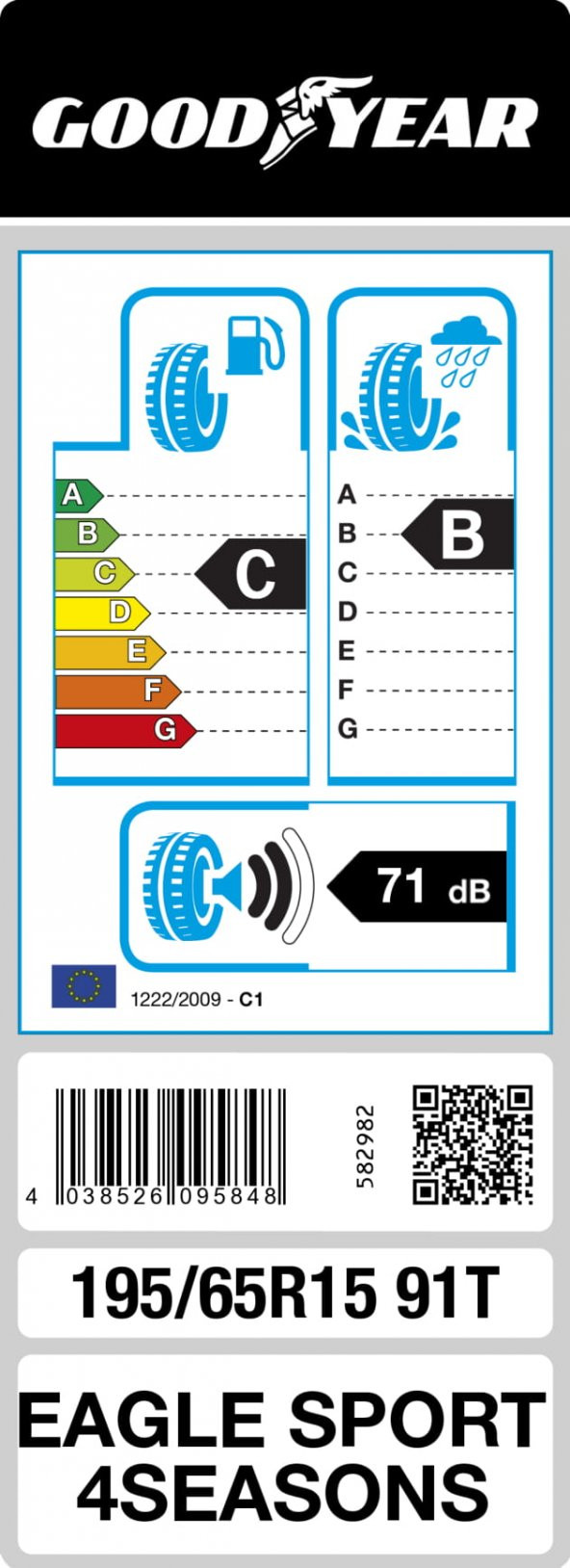 Goodyear 195/65 R15 91T Eagle Sport 4 Seasons Oto Dört Mevsim Lastiği (Üretim 2023, 23.Hafta) - 2