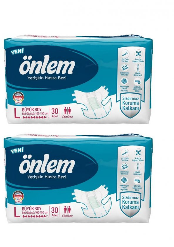 Önlem Belbantlı Yetişkin Ekonomik Hasta Bezi 30lu Büyük Boy (Large) / 2 Adet - 3