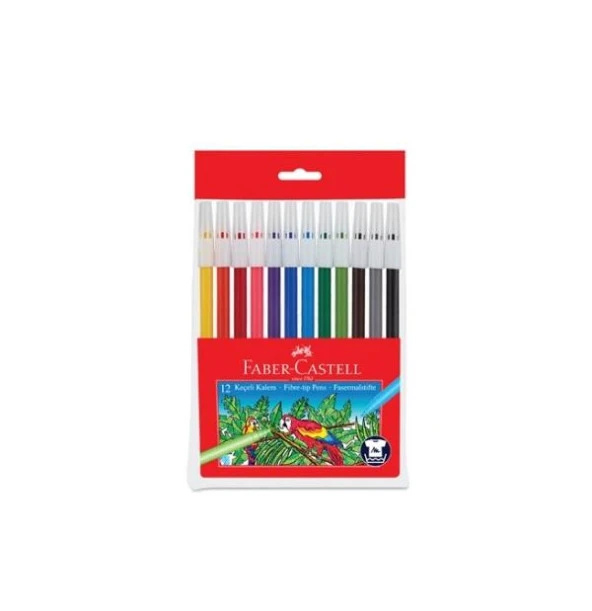 FABER CASTELL KEÇELİ KALEM 12 RENK YIKANABİLİR