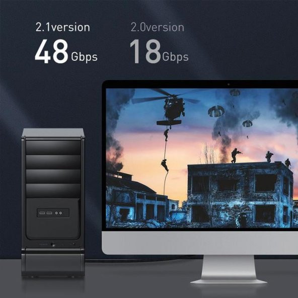 Baseus 1.5 Metre 2.1V HDMI 60hz 8K HDMI to HDMI Kablo Görüntü Aktarım Kablosu - 4