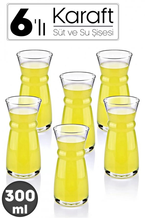 6 lı Cam Karaf Bardak 300 ml Sıcak Soğuk Cam Meşrubat Bardağı Süt Bardağı Limonata Bardağı