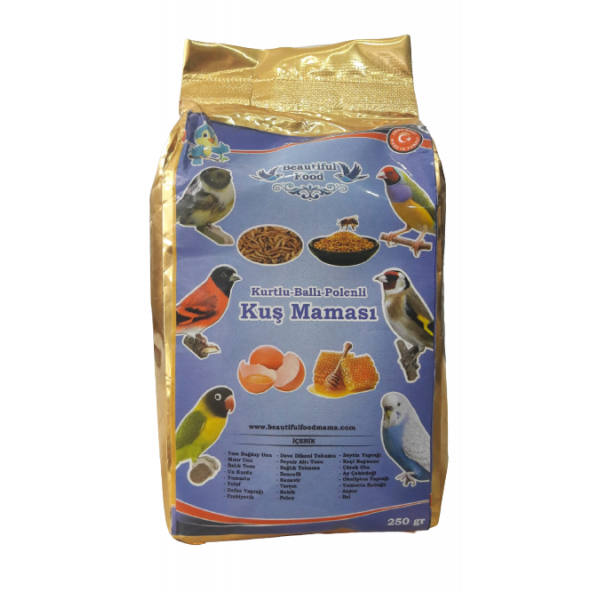 Beautiful Food Kurtlu Ballı Polenli Kuş Maması Kuş Yemi 250 GR Ücretsiz Kargo