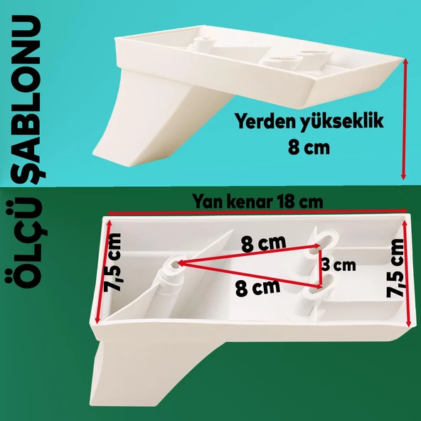 Venüs Lüks Mobilya Kanepe Sehpa Tv Ünitesi Koltuk Ayağı 8 Cm Beyaz Baza Ayakları (2 ADET) - 5