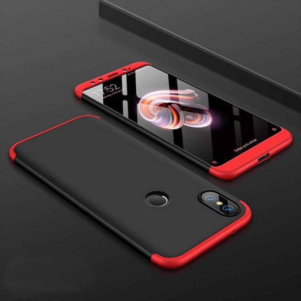 Xiaomi Mi 8 Kılıf Ays Kapak - Siyah-Kırmızı