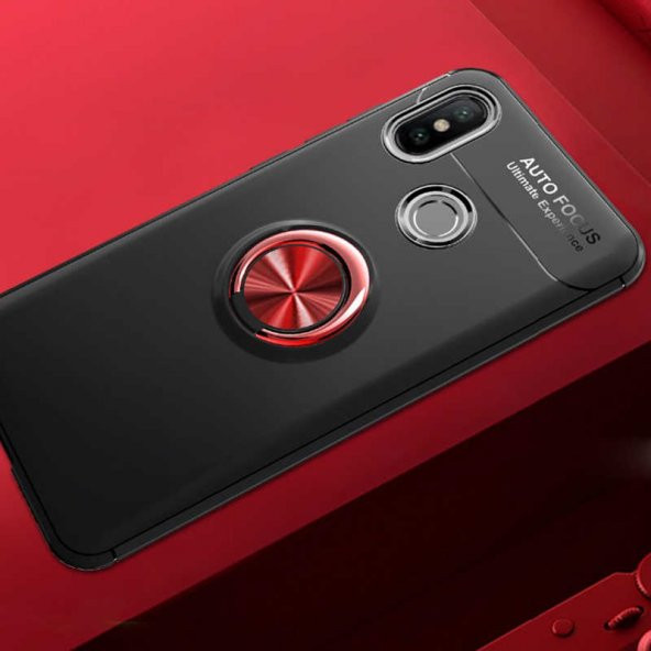 Xiaomi Mi 8 Kılıf Ravel Silikon Kapak - Siyah-Kırmızı
