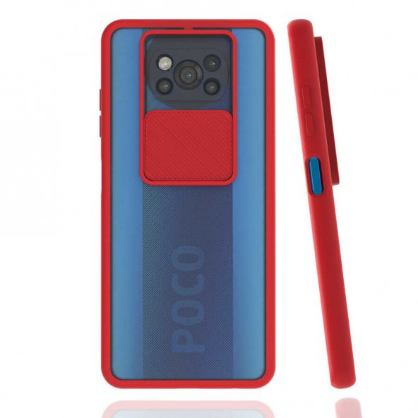 Xiaomi Poco X3 Kılıf Lensi Kapak - Kırmızı