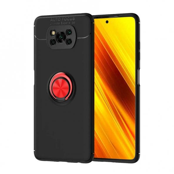 Xiaomi Poco X3 Kılıf Ravel Silikon Kapak - Siyah-Kırmızı