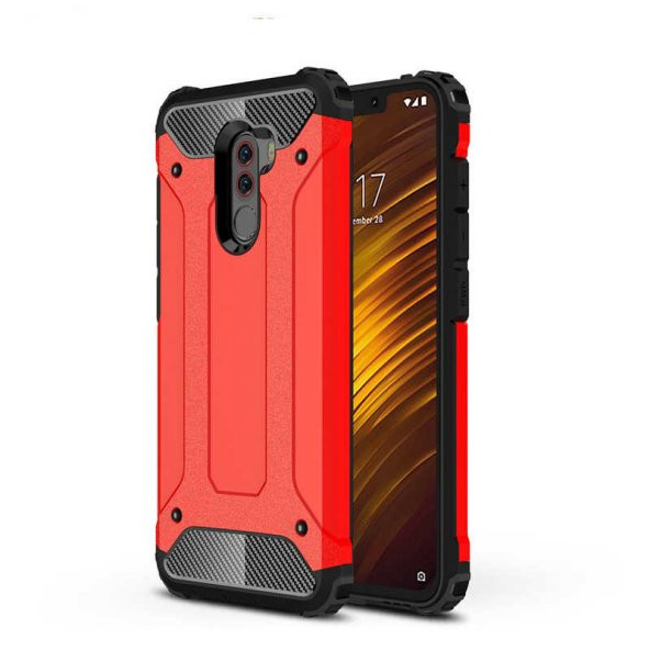 Xiaomi Pocophone F1 Kılıf Crash Silikon Kapak - Kırmızı