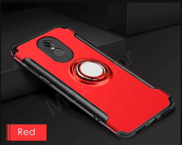 Xiaomi Redmi Note 4 Kılıf Yüzüklü Verus Kapak - Kırmızı