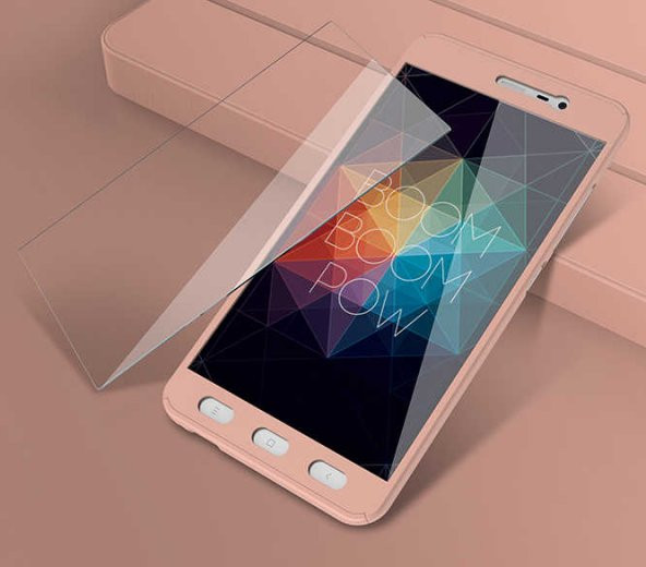 Xiaomi Redmi Note 4X Kılıf 360 3 Parçalı Rubber Kapak - Rose Gold