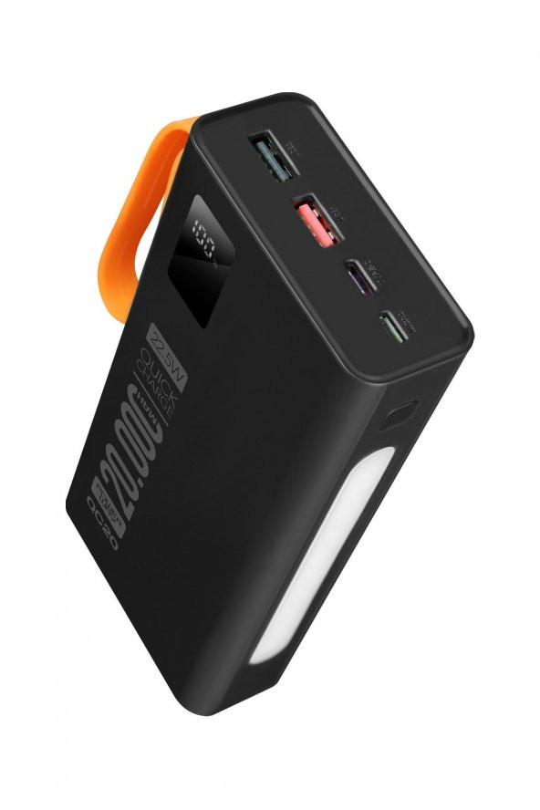 Powerway 20.000 Mah Pd 22.5W Kablolu 3.0 Hızlı Şarj Gerçek 20.000 Mah Garantili Işıklı QC20 Siyah Powerbank - 4